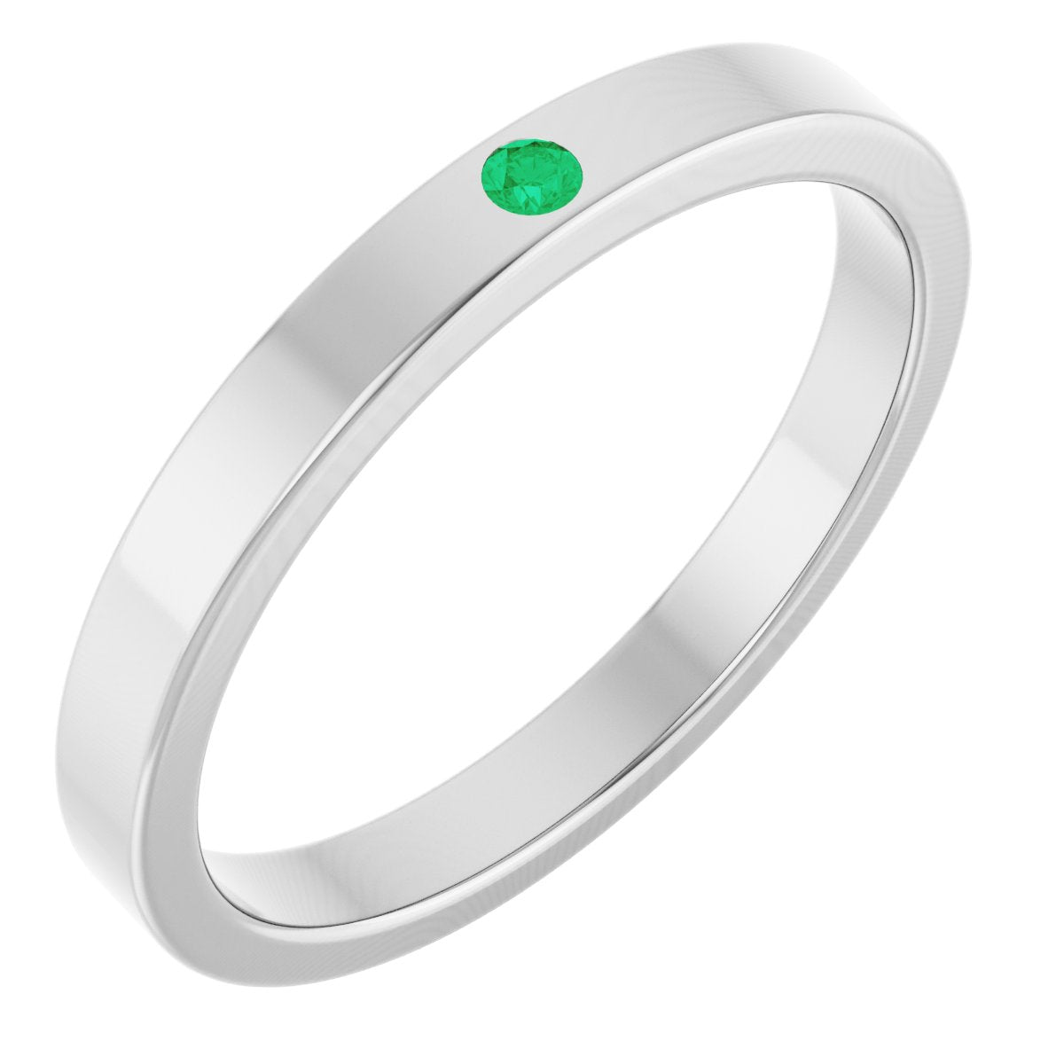 Lab-Grown Emerald Family Stackable Ring - White Gold