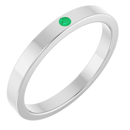 Lab-Grown Emerald Family Stackable Ring - White Gold