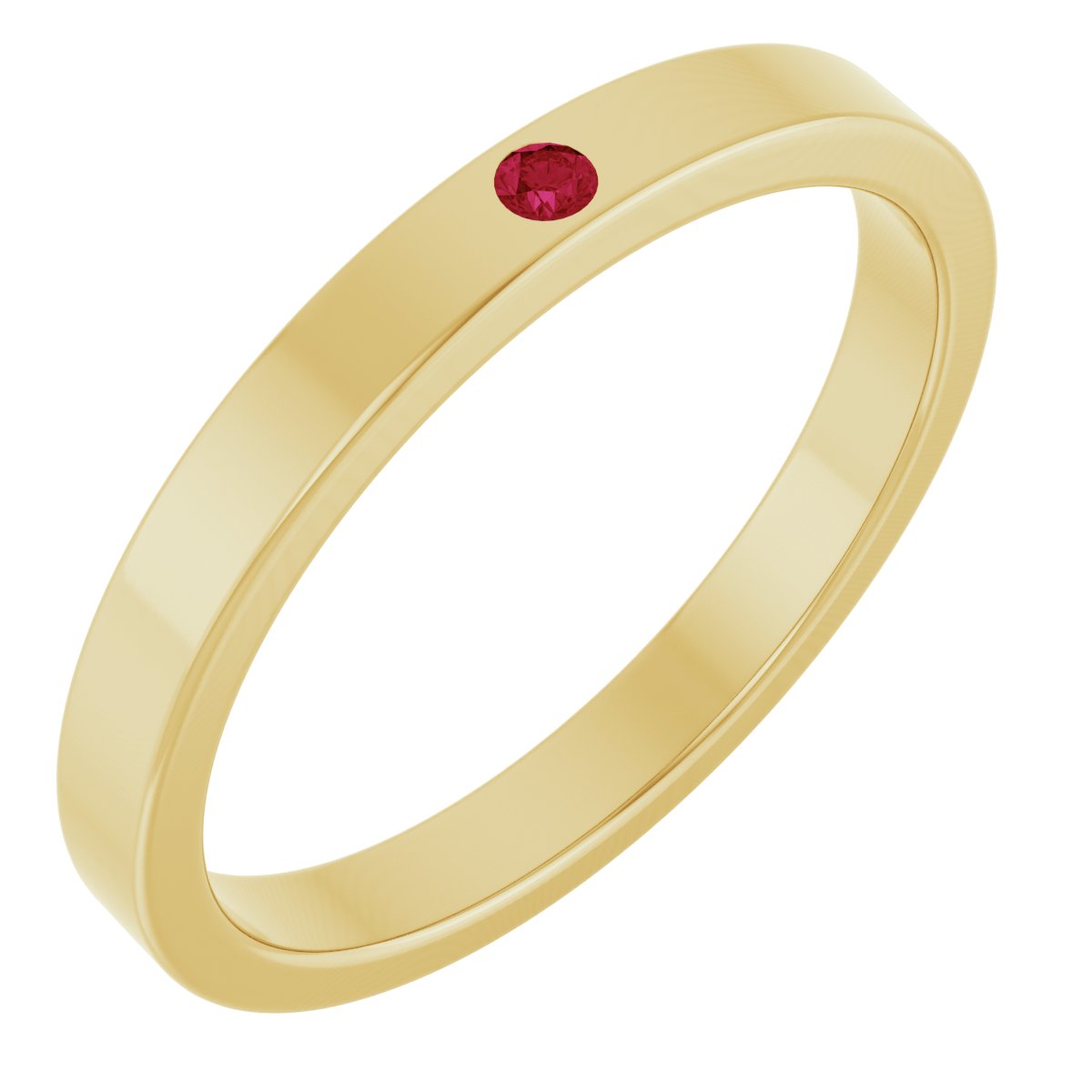 Lab-Grown Ruby Family Stackable Ring - Yellow Gold