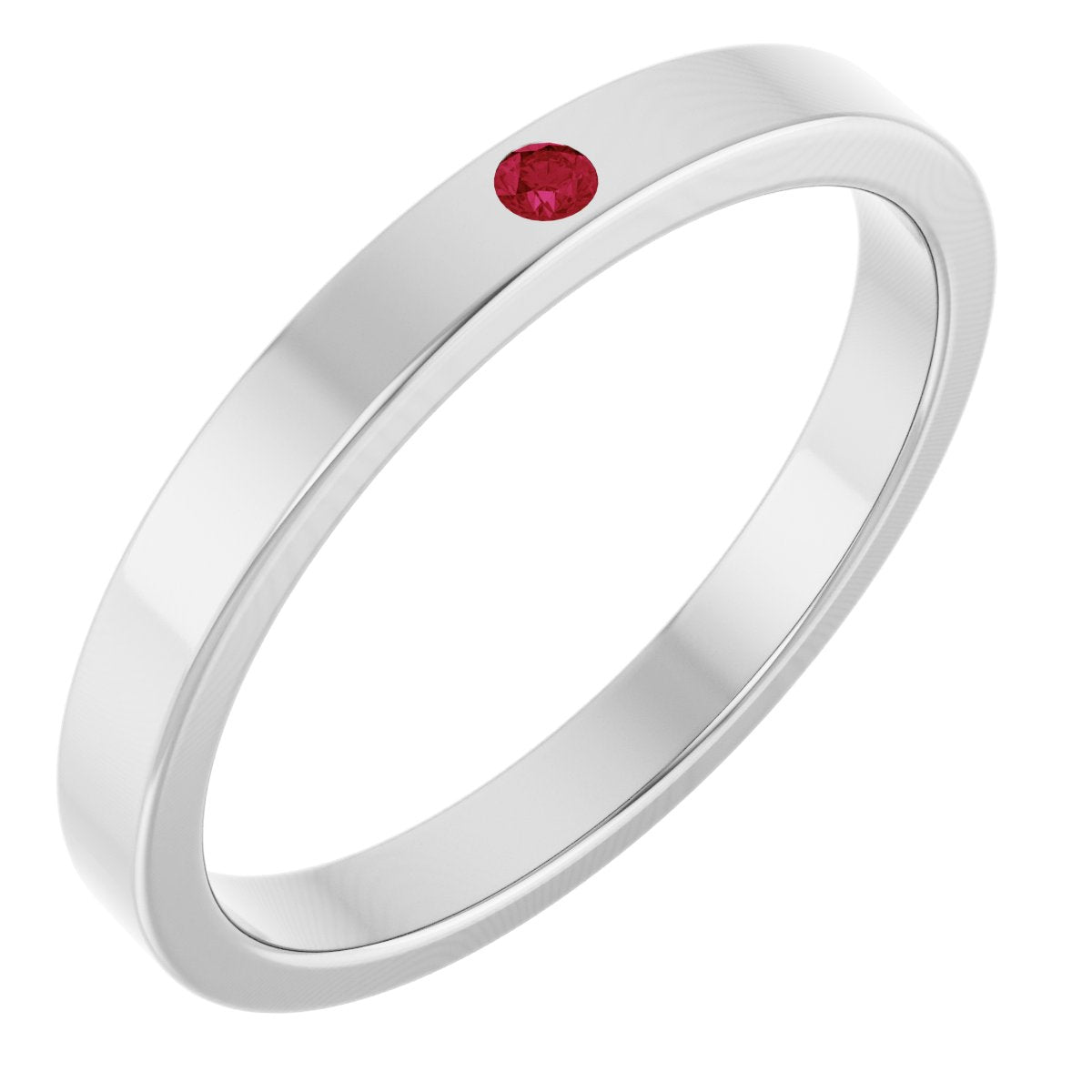 Lab-Grown Ruby Family Stackable Ring - White Gold