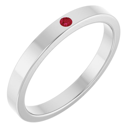 Lab-Grown Ruby Stackable Family Ring - White Gold