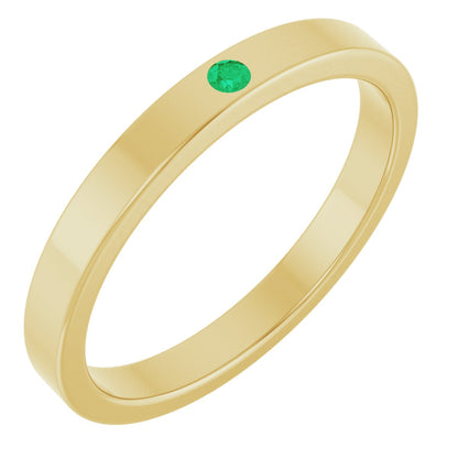 Lab-Grown Emerald Family Stackable Ring - Yellow Gold