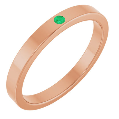 Lab-Grown Emerald Family Stackable Ring - Rose Gold