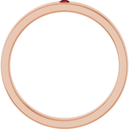 Lab-Grown Ruby Family Stackable Ring - Rose Gold