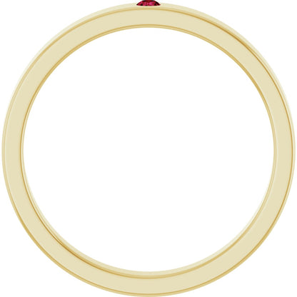 Lab-Grown Ruby Family Stackable Ring - Yellow Gold