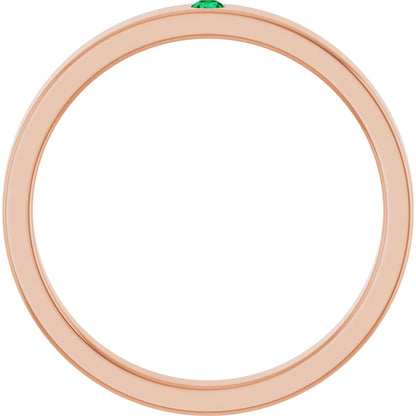 Lab-Grown Emerald Family Stackable Ring - Rose Gold