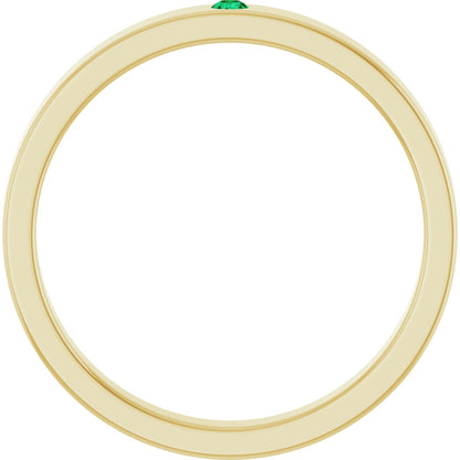 Lab-Grown Emerald Family Stackable Ring - Yellow Gold