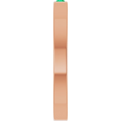 Lab-Grown Emerald Family Stackable Ring - Rose Gold