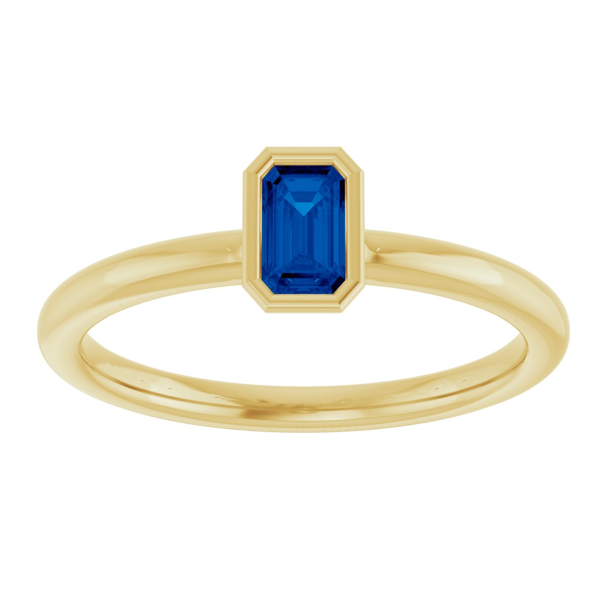 Lab-Grown Blue Sapphire Stackable Ring - Yellow Gold