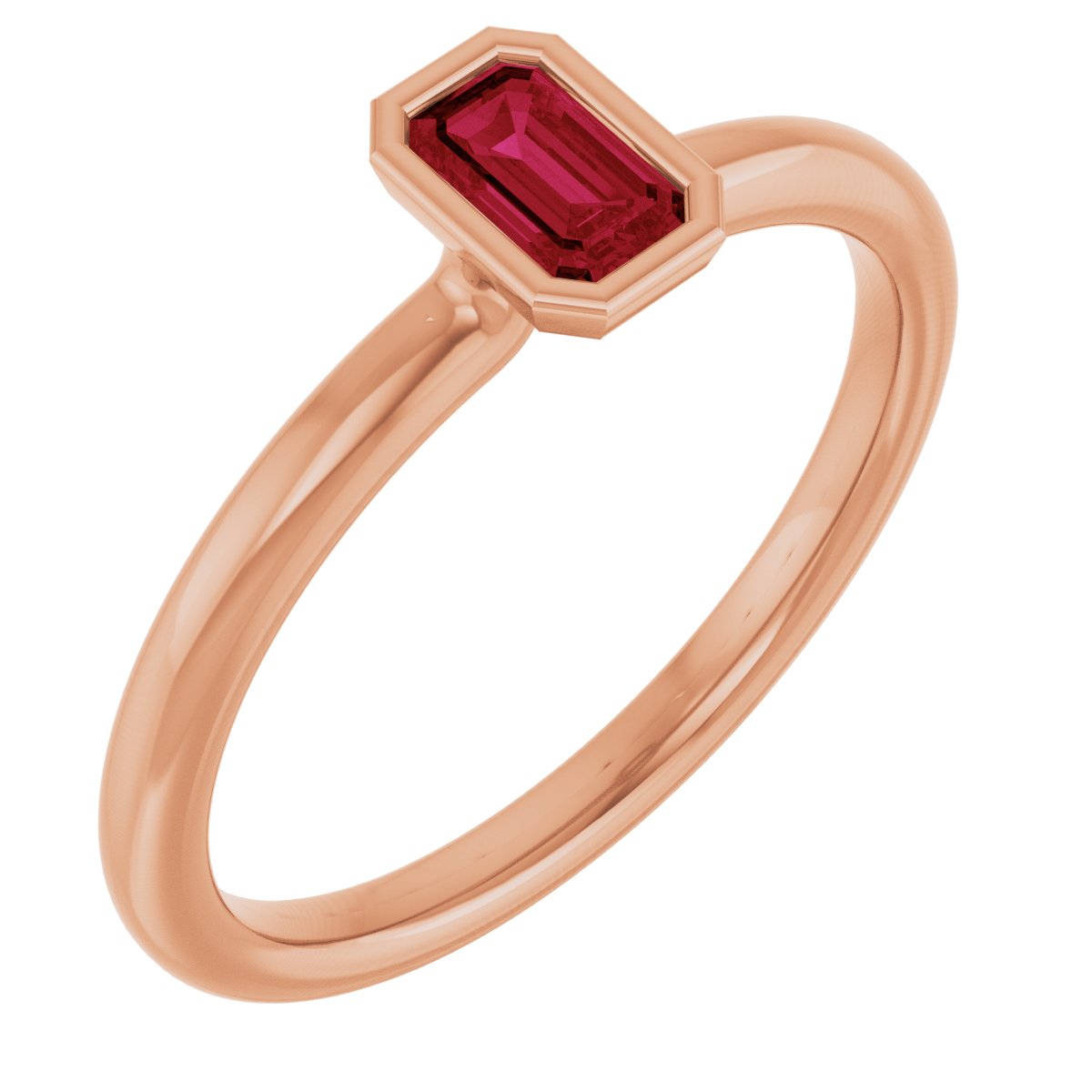 Lab-Grown Ruby Stackable Ring - Rose Gold