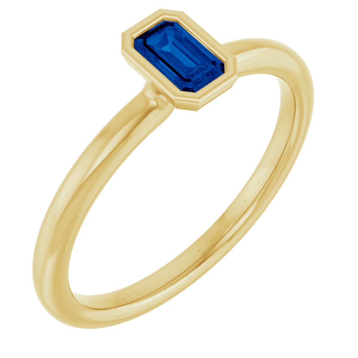 Lab-Grown Blue Sapphire Stackable Ring - Yellow Gold