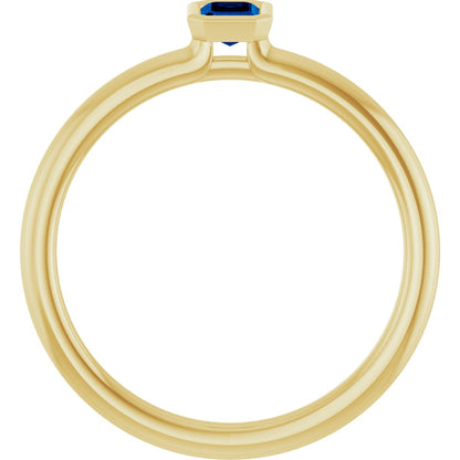 Lab-Grown Blue Sapphire Stackable Ring - Yellow Gold