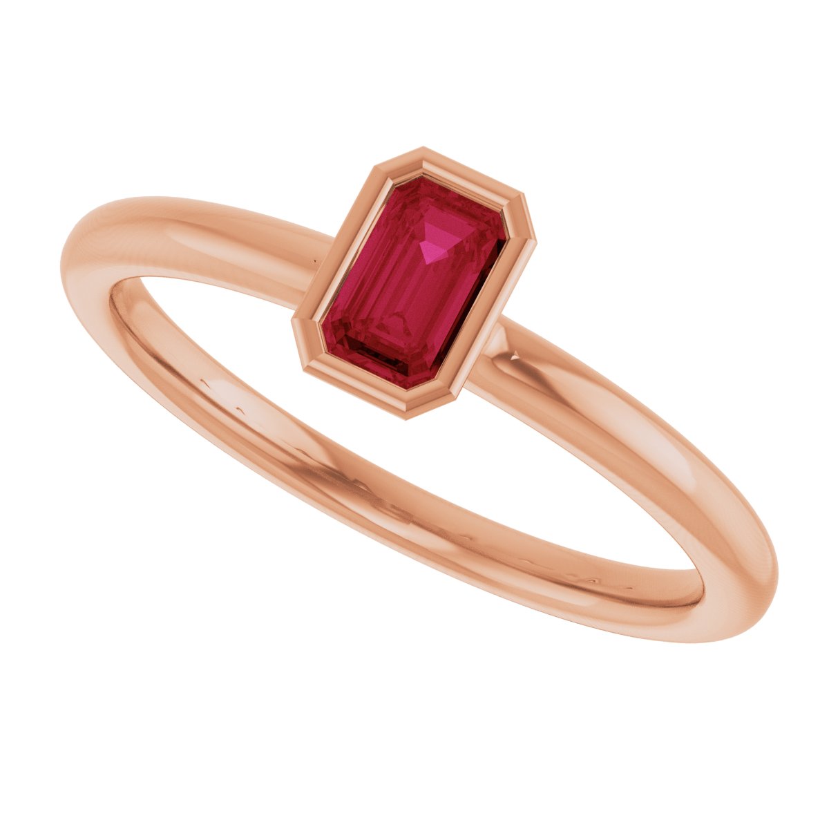 Lab-Grown Ruby Stackable Ring - Rose Gold