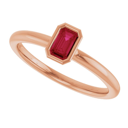 Lab-Grown Ruby Stackable Ring - Rose Gold