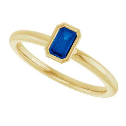 Lab-Grown Blue Sapphire Stackable Ring - Yellow Gold