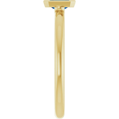 Lab-Grown Blue Sapphire Stackable Ring - Yellow Gold