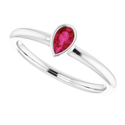 Lab-Grown Ruby Stackable Ring - White Gold