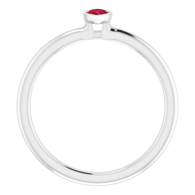 Lab-Grown Ruby Stackable Ring - White Gold