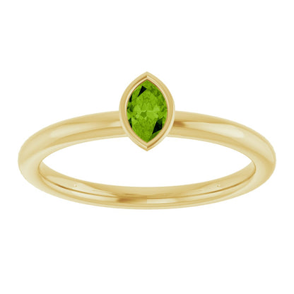 Imitation Peridot Stackable Ring - Yellow Gold