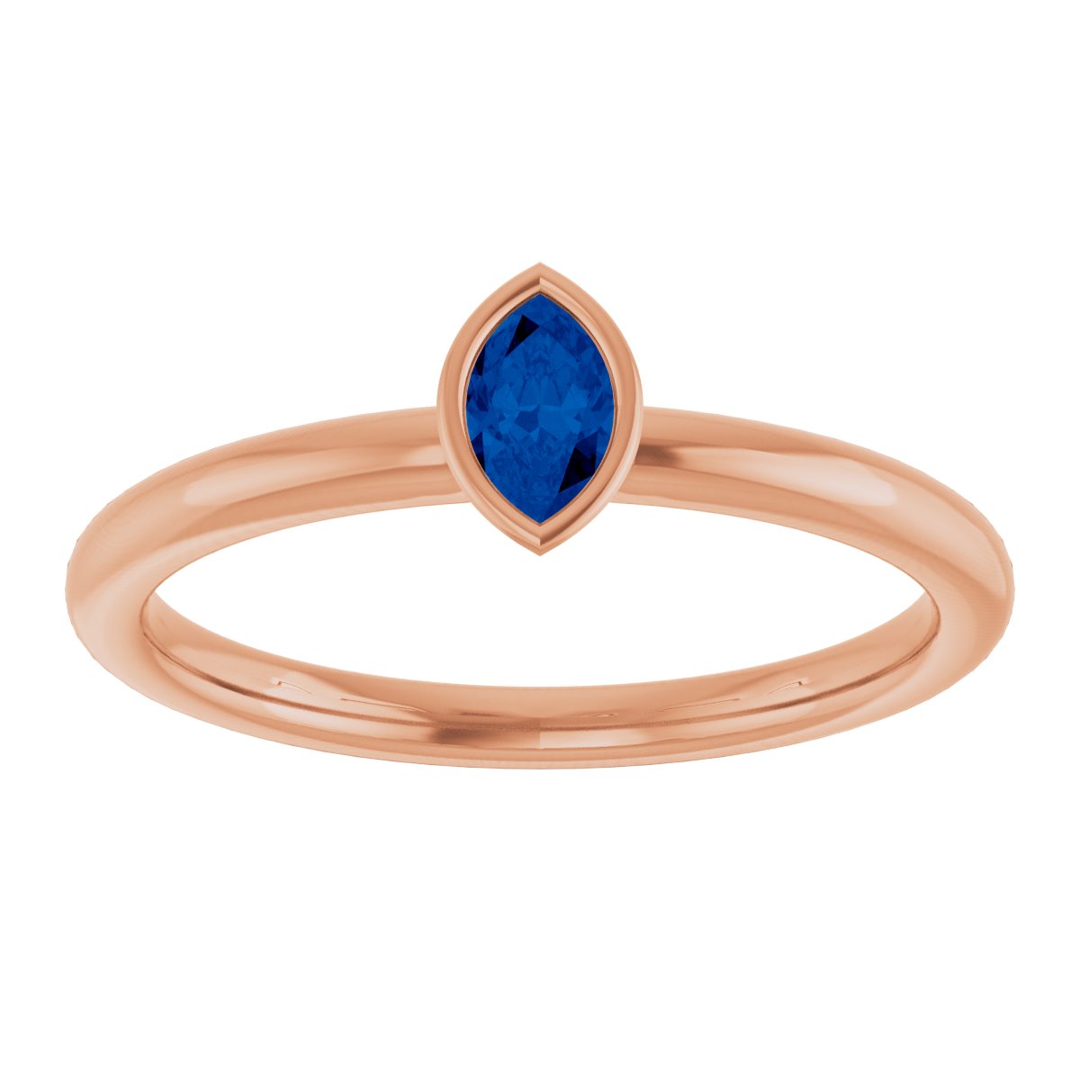 Lab-Grown Blue Sapphire Stackable Ring - Rose Gold