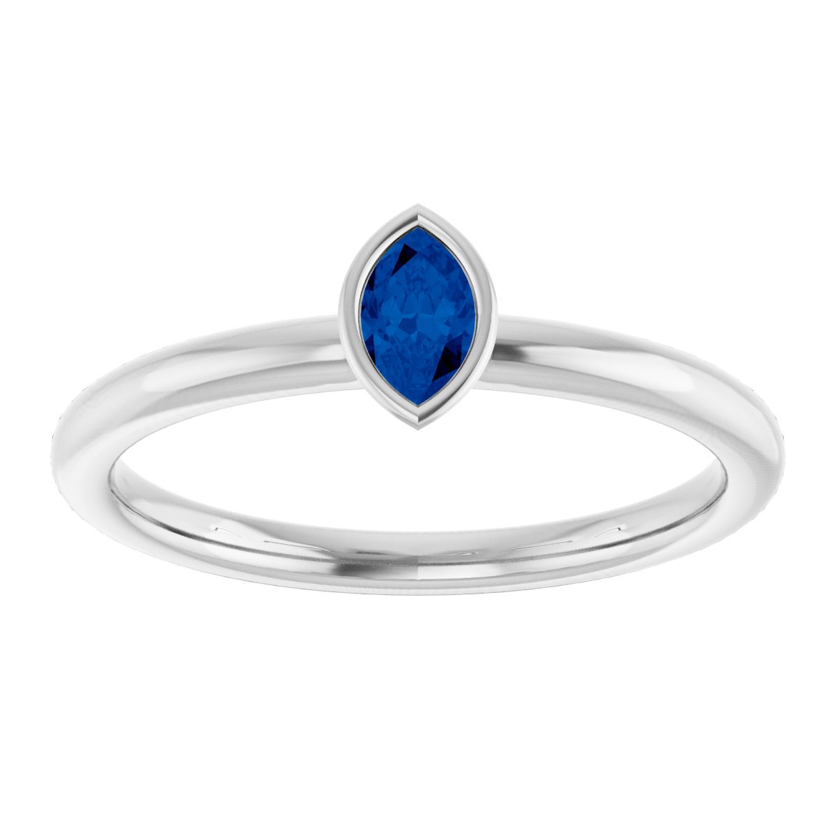 Lab-Grown Blue Sapphire Stackable Ring - White Gold