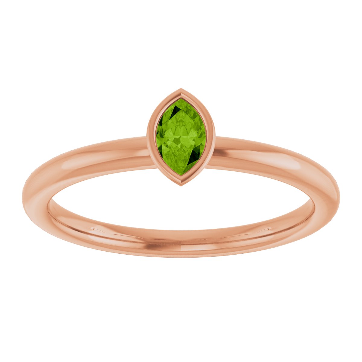 Imitation Peridot Stackable Ring - Rose Gold