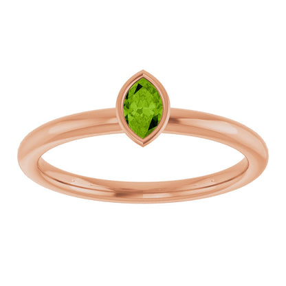 Imitation Peridot Stackable Ring - Rose Gold