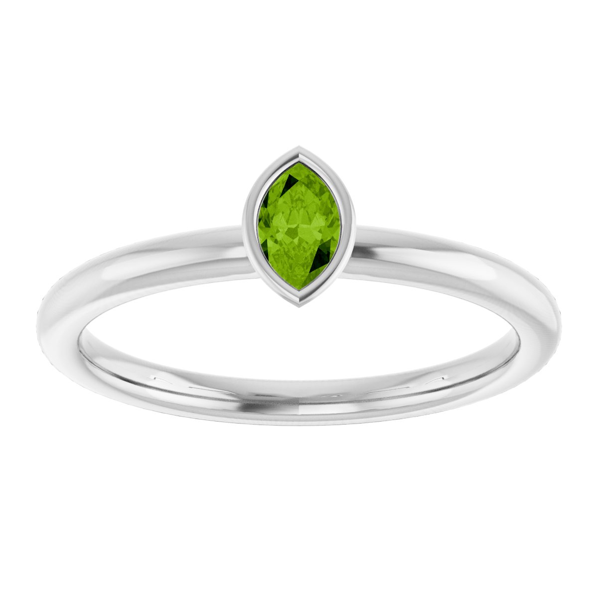 Imitation Peridot Stackable Ring - White Gold