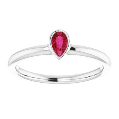 Lab-Grown Ruby Stackable Ring - White Gold