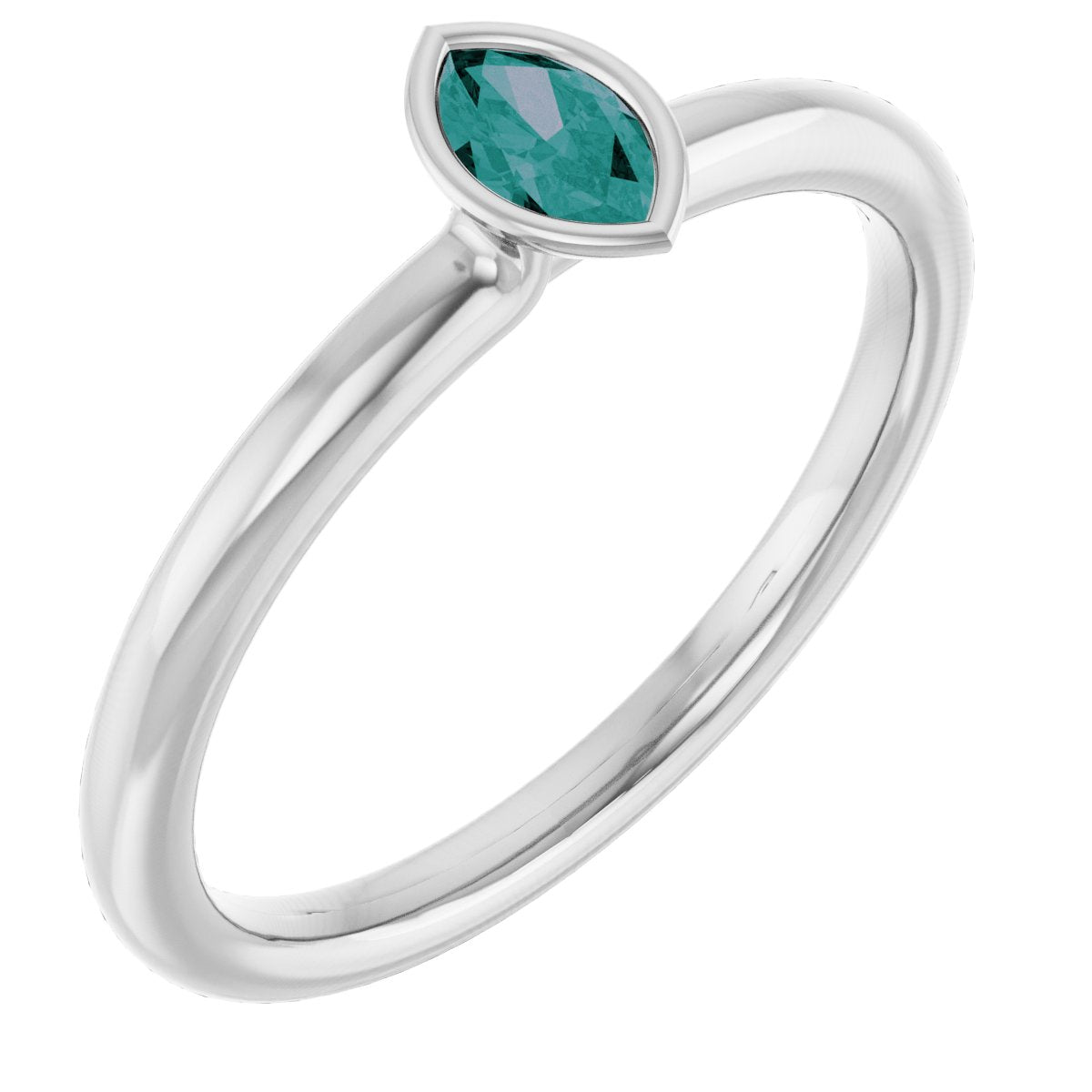 Lab-Grown Alexandrite Stackable Ring - White Gold