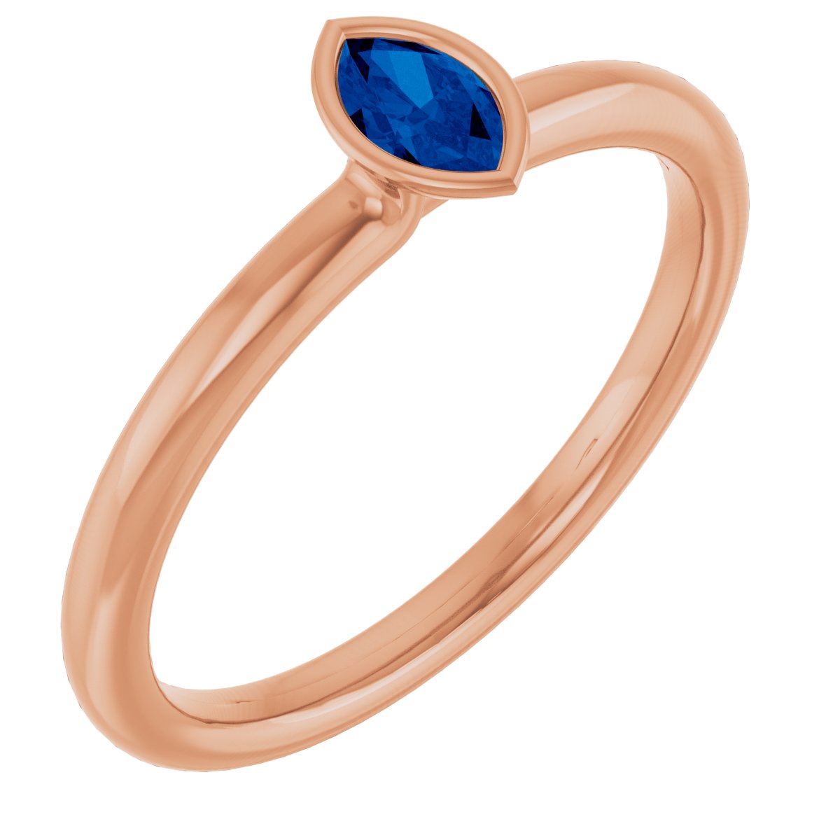 Lab-Grown Blue Sapphire Stackable Ring - Rose Gold