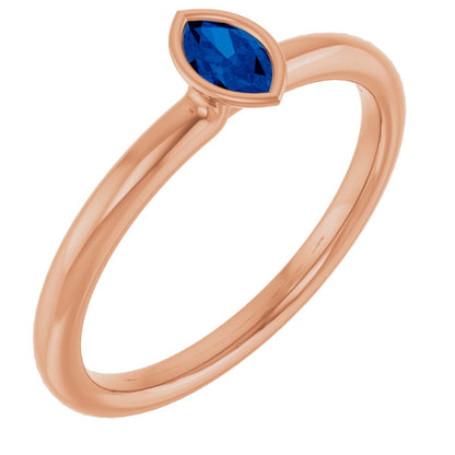 Lab-Grown Blue Sapphire Stackable Ring - Rose Gold