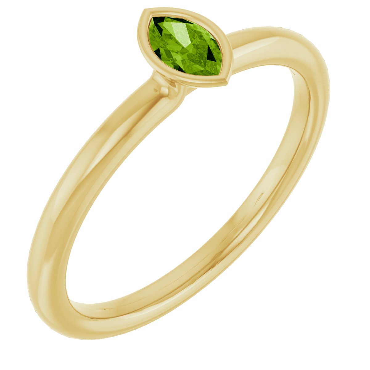 Imitation Peridot Stackable Ring - Yellow Gold