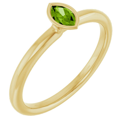 Imitation Peridot Stackable Ring - Yellow Gold