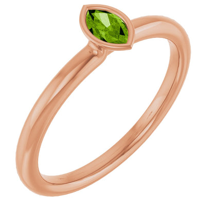 Imitation Peridot Stackable Ring - Rose Gold