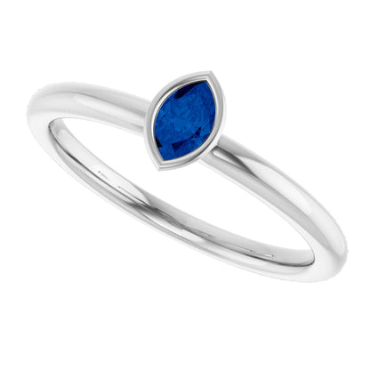 Lab-Grown Blue Sapphire Stackable Ring - White Gold