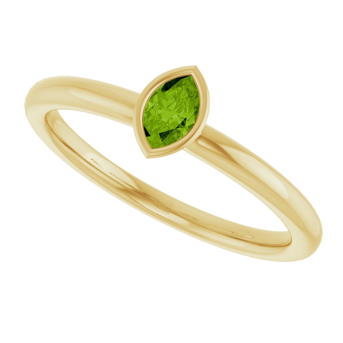 Imitation Peridot Stackable Ring - Yellow Gold