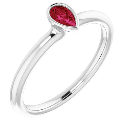 Lab-Grown Ruby Stackable Ring - White Gold