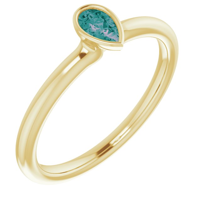 Lab-Grown Alexandrite Stackable Ring - Yellow Gold