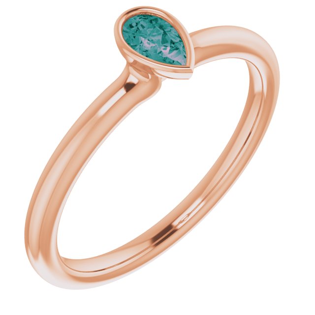 Lab-Grown Alexandrite Stackable Ring - Rose Gold