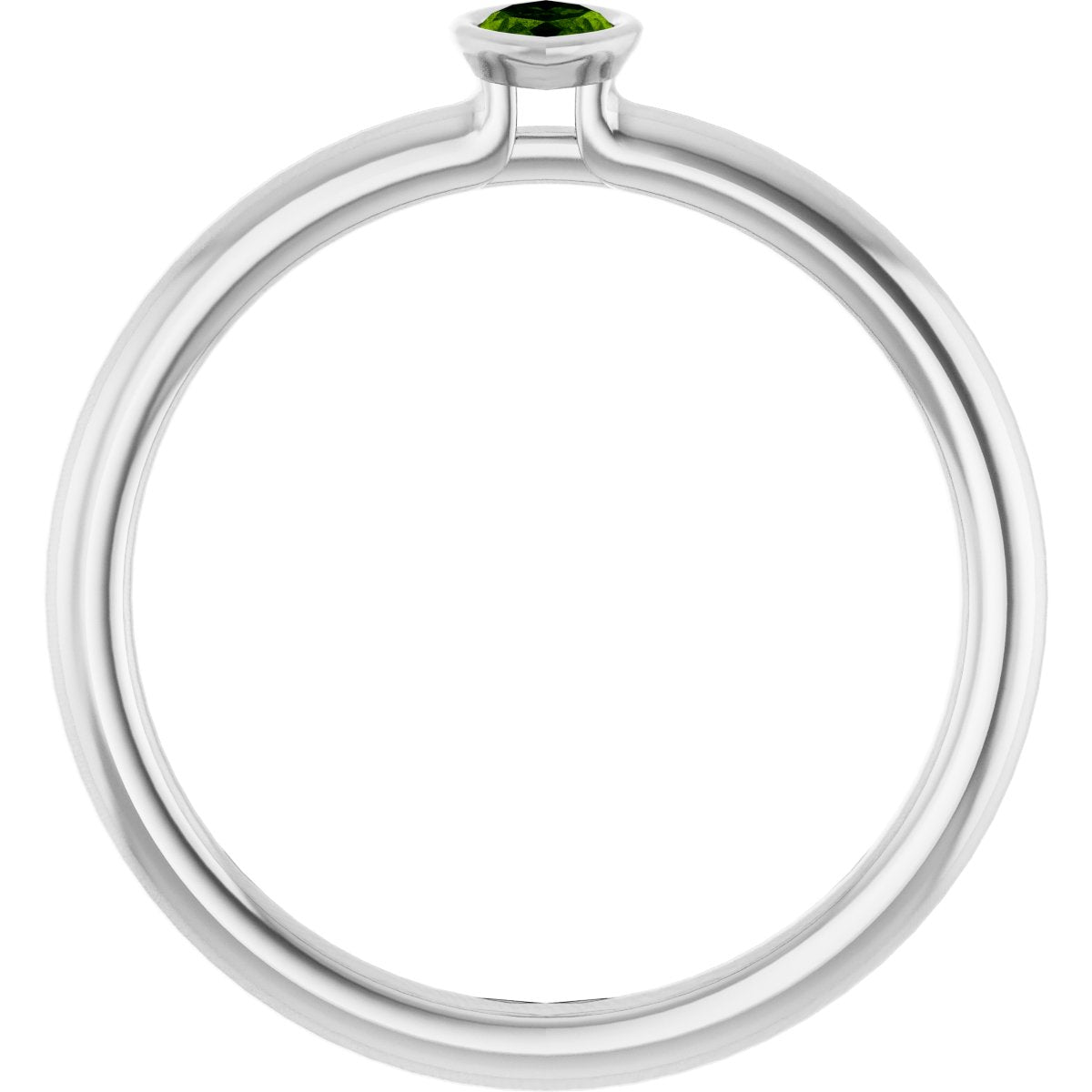 Imitation Peridot Stackable Ring - White Gold