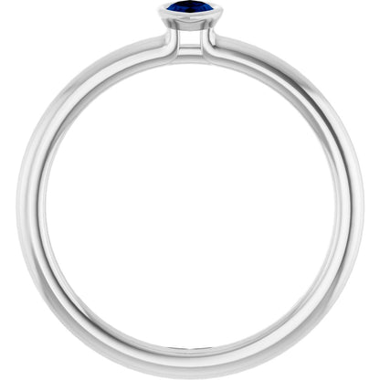 Lab-Grown Blue Sapphire Stackable Ring - White Gold