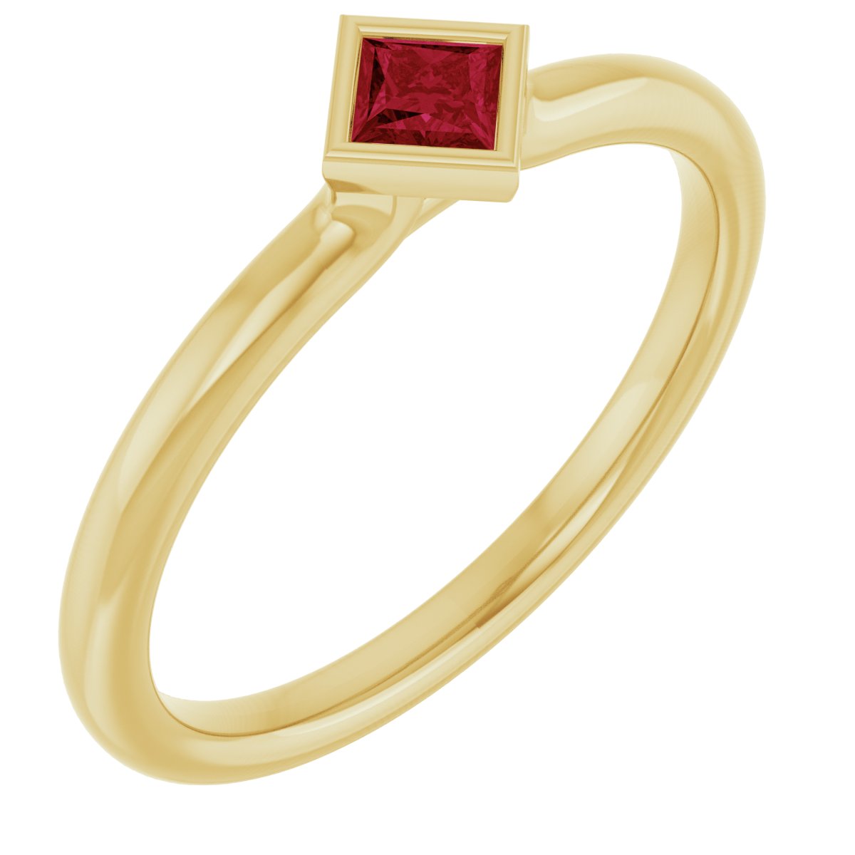Lab-Grown Ruby Stackable Ring - Yellow Gold