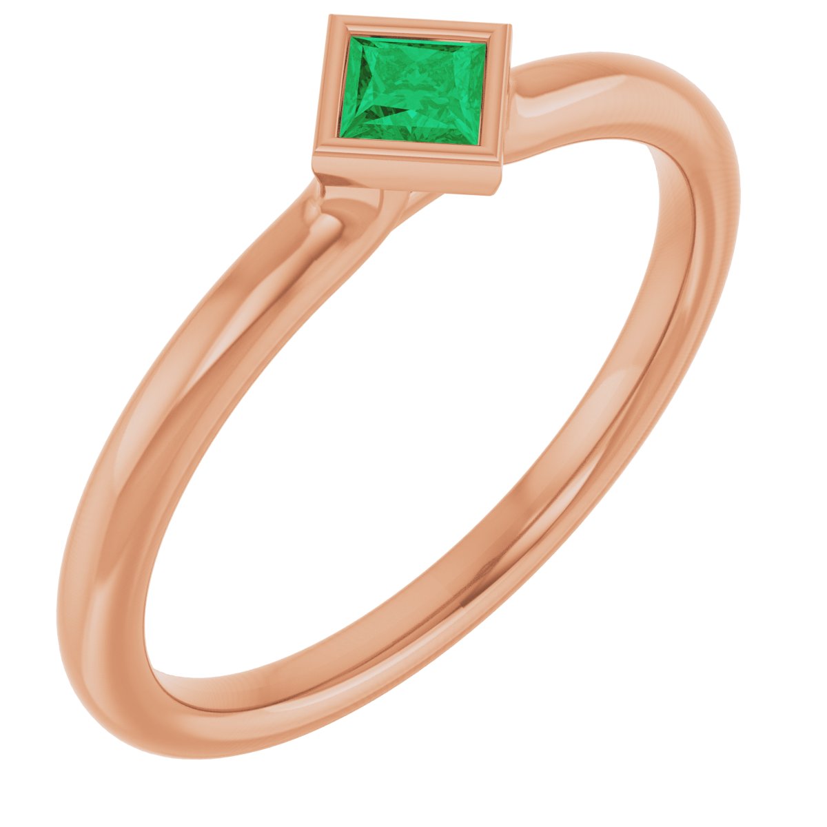 Lab-Grown Emerald Stackable Ring - Rose Gold