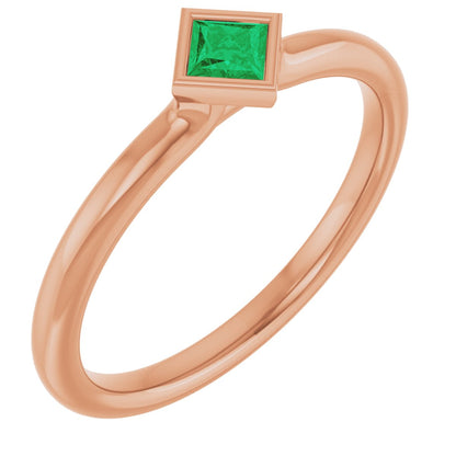 Lab-Grown Emerald Stackable Ring - Rose Gold