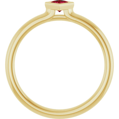 Lab-Grown Ruby Stackable Ring - Yellow Gold