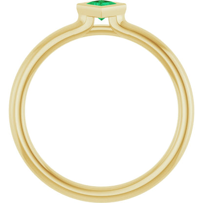 Lab-Grown Emerald Stackable Ring - Yellow Gold