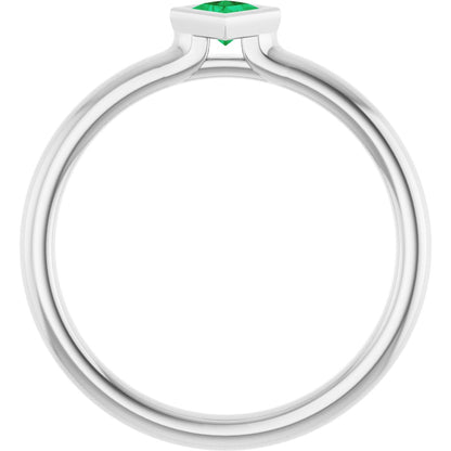 Lab-Grown Emerald Stackable Ring - White Gold