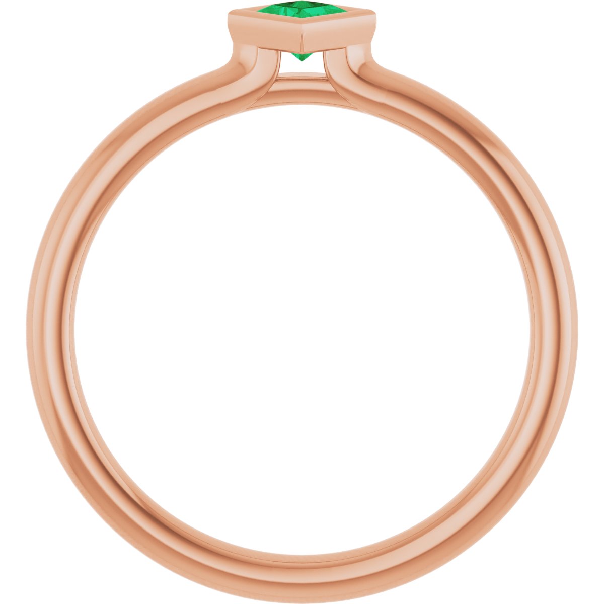 Lab-Grown Emerald Stackable Ring - Rose Gold