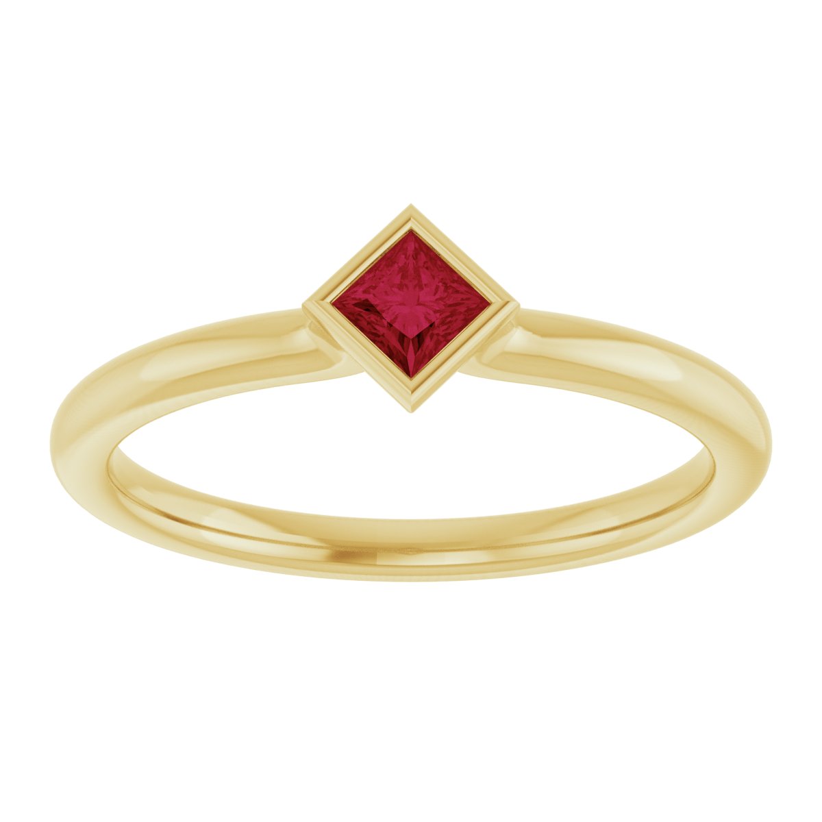 Lab-Grown Ruby Stackable Ring - Yellow Gold